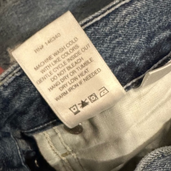 AMO Loverboy Freedom Blue Distressed Cropped Raw Hem Jeans in Retro Size 23 - Picture 9 of 13